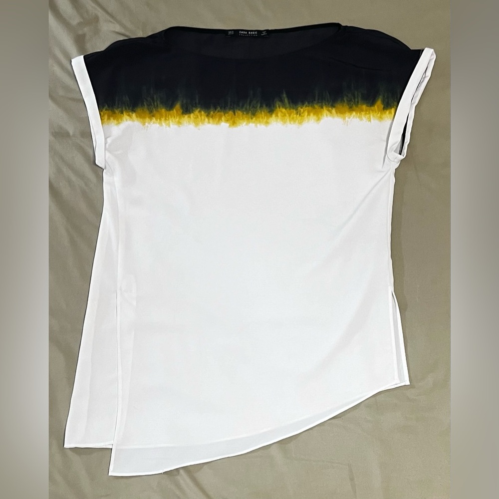 Zara Basic Collection XS Short Sleeve Tie Dye Blouse